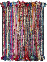 2’ x 3’ Colorful Fringed Striped Scatter Rug
