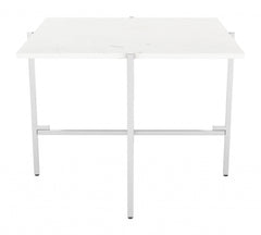 White Marble and Silver Side Table