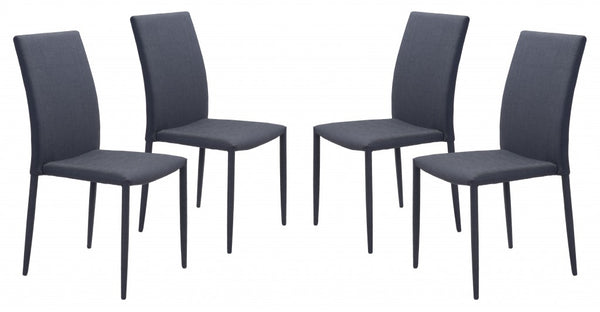 Set of Four Black Restaurant Quality Sleek Dining Chairs