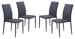 Set of Four Black Restaurant Quality Sleek Dining Chairs