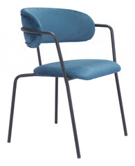 Set of Two Blue and Gunmetal Modern Industrial Dining Chairs