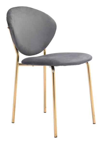 Set of Two Gray and Gold Modern Dining or Side Chairs