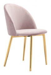 Set of Two Pale Pink and Gold Modern Pringle Dining Chairs