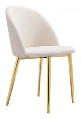 Set of Two Off White and Gold Modern Pringle Dining Chairs
