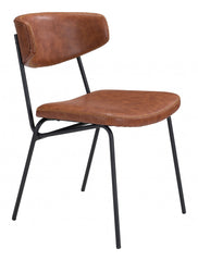 Set of Two Modern Minimalist Vintage Look Brown Dining Chairs