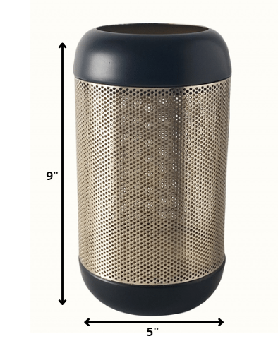 9" Modern Black and Gold Metal Hurricane Candle Holder