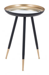 Petite Black and Gold Steel Accent Table