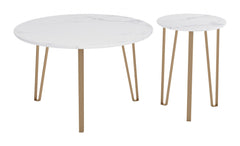 Set of Two White and Gold Accent Tables