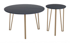 Set of Two Black and Gold Accent Tables