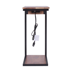 Modern Dark Wood End or Side Table with USB