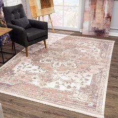 2' x 5' Beige Classic Medallion Area Rug