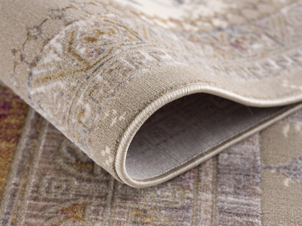 2' x 15' Beige Faded Tribal Motifs Runner Rug