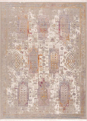 2' x 18' Beige Faded Tribal Motifs Runner Rug