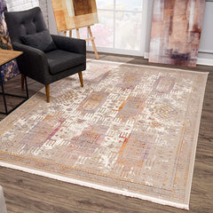 2' x 22' Beige Faded Tribal Motifs Runner Rug