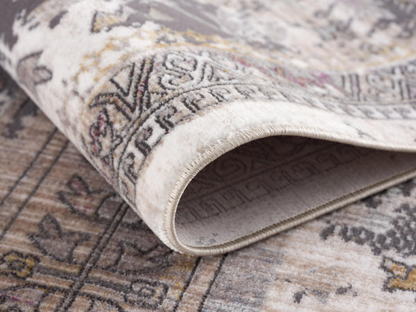 2' x 20' Gray Faded Tribal Motifs Runner Rug