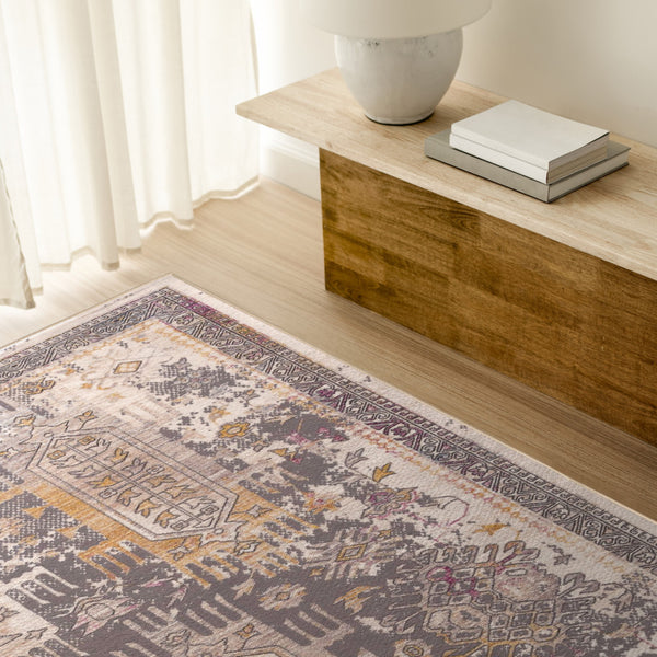 5' x 8' Gray Faded Tribal Motifs Area Rug