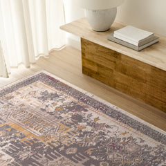 5' x 8' Gray Faded Tribal Motifs Area Rug