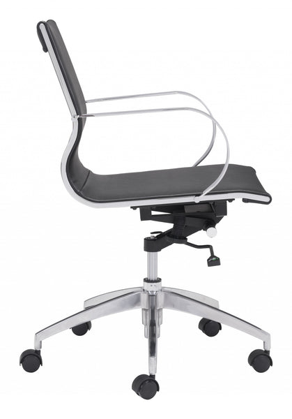 Black Ergonomic Conference Room Low Back Rolling Office Chair