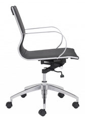 Black Ergonomic Conference Room Low Back Rolling Office Chair
