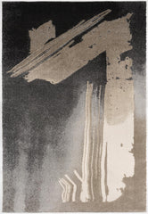 7' x 10' Gray and Tan Abstract Stroke Area Rug
