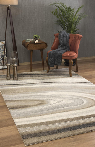 8' x 11' Cream and Tan Abstract Marble Area Rug