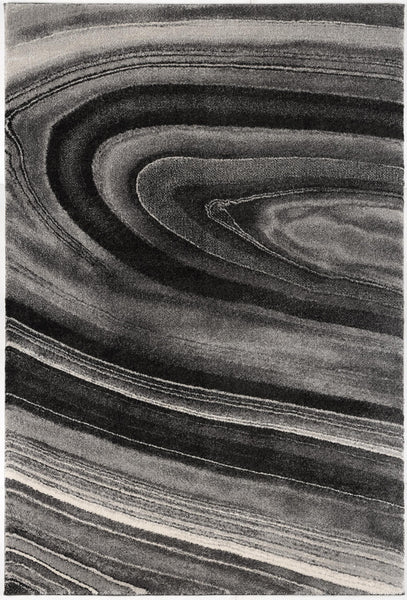 7' x 10' Dark Gray Abstract Illusional Area Rug