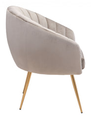 Gray and Gold Curve Vertical Channel Accent Club Chair