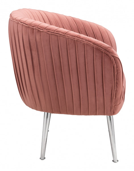 Rosy Pink Channeled Accent Club Chair
