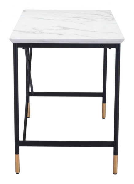 Modern Black and White Faux Marble Table Desk