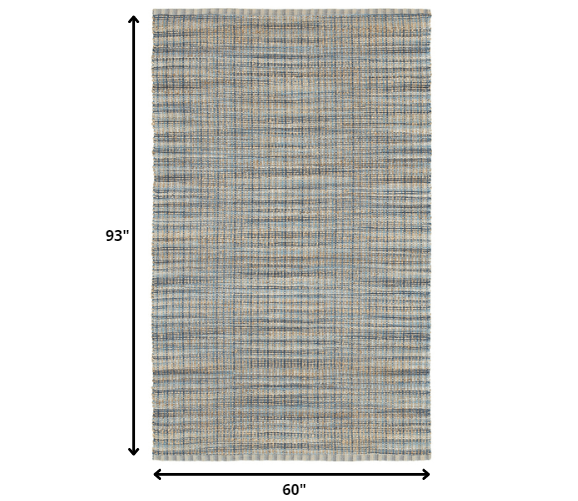 5' x 8' Navy and Natural Interwoven Area Rug