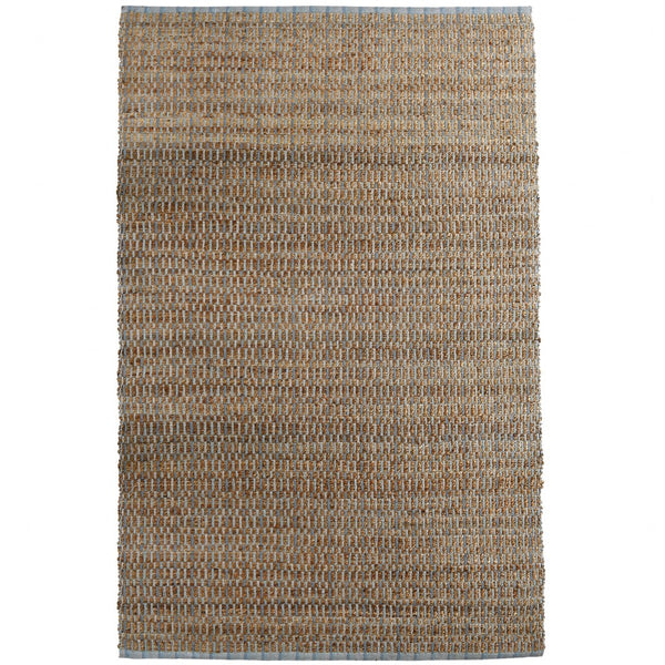 8' x 10' Sky Blue and Tan Interwoven Area Rug