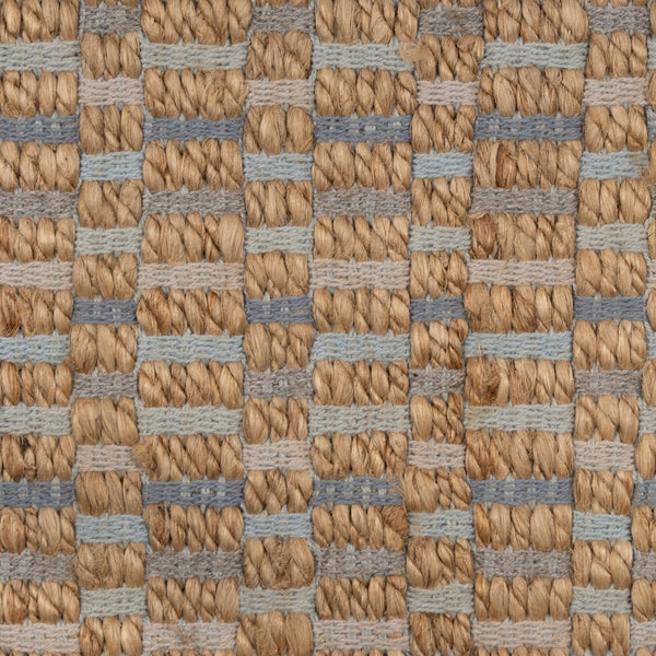 8' x 10' Sky Blue and Tan Interwoven Area Rug