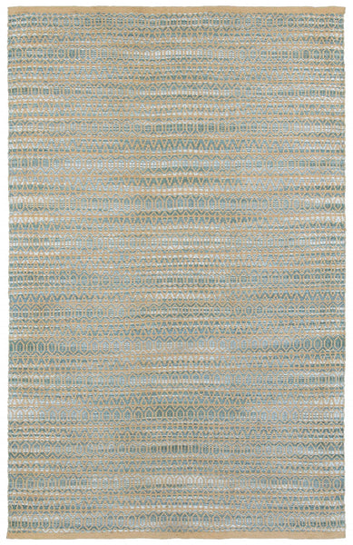 8' x 10' Tan and Seafoam Striated Area Rug