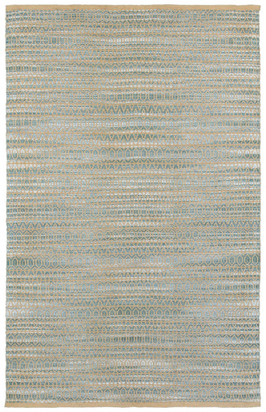 9' x 12' Tan and Seafoam Striated Area Rug