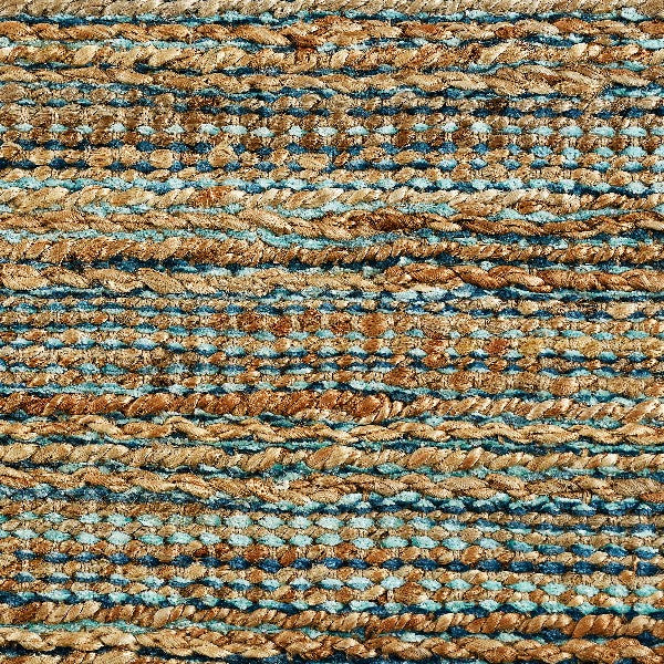 9' x 12' Teal and Natural Braided Jute Area Rug