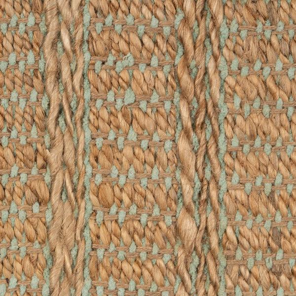 9' x 12' Tan and Seafoam Braided Area Rug