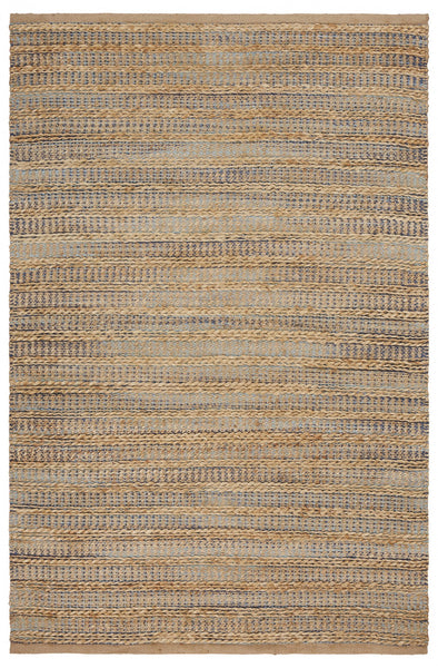 8' x 10' Tan and Navy Braided Jute Area Rug