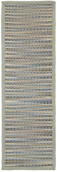 3' x 8' Round Navy and Tan Striated Runner Rug