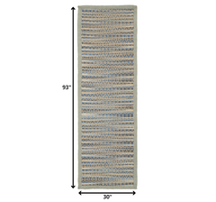 3' x 8' Round Navy and Tan Striated Runner Rug