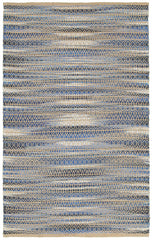 9' x 12' Round Navy and Tan Striated Area Rug