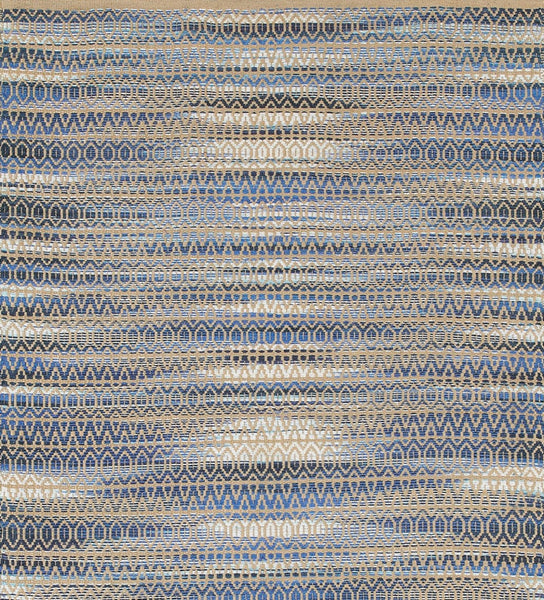 9' x 12' Round Navy and Tan Striated Area Rug