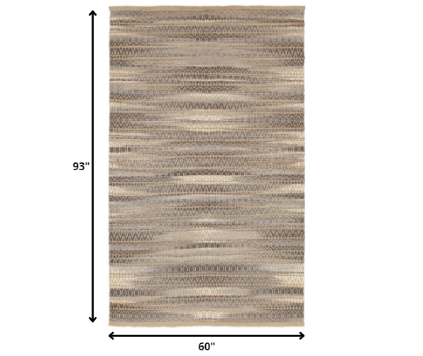 5' x 8' Gray and Tan Striated Runner Rug