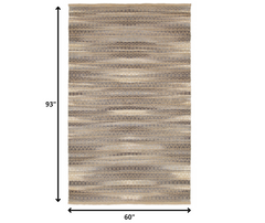 5' x 8' Gray and Tan Striated Runner Rug