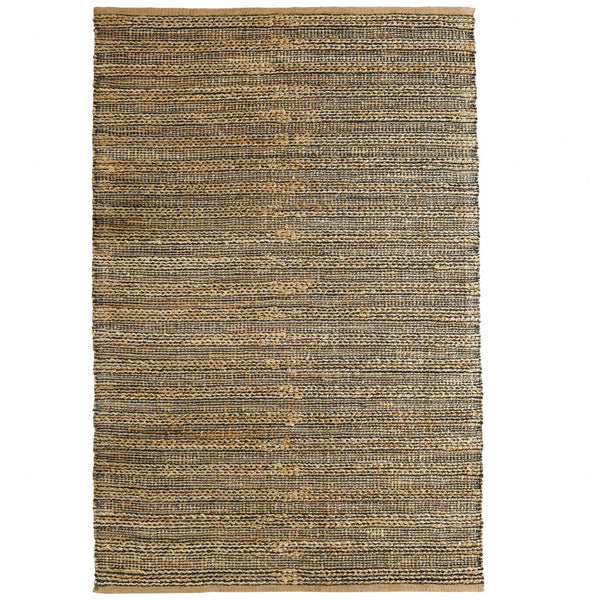 5' x 8' Gray and Natural Braided Striped Area Rug