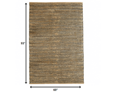 5' x 8' Gray and Natural Braided Striped Area Rug