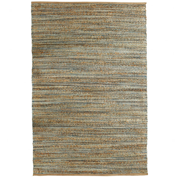 8' x 10' Blue and Natural Braided Jute Area Rug