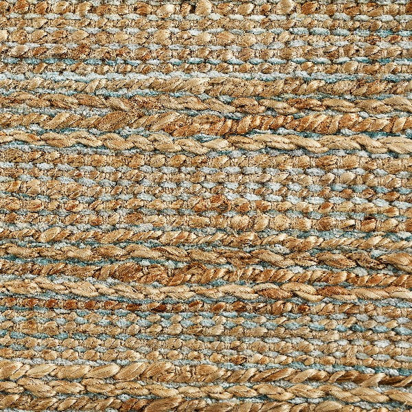 9' x 12' Blue and Natural Braided Jute Area Rug
