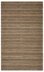 9' x 13' Tan and Black Intricate Striped Area Rug