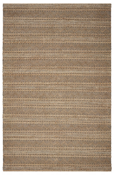 5' x 8' Tan and Gray Intricate Striped Area Rug