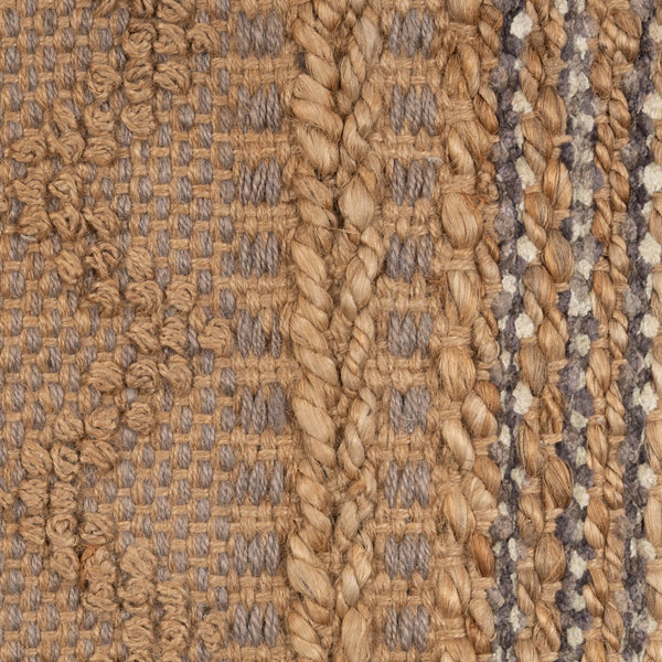 5' x 8' Tan and Gray Intricate Striped Area Rug